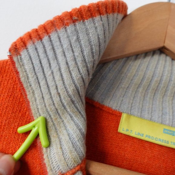 VINTAGE Argyle Wool Sweater Mens Small Knit‎ Orange Jumper Italian 90s LPT ITALY - Picture 8 of 14